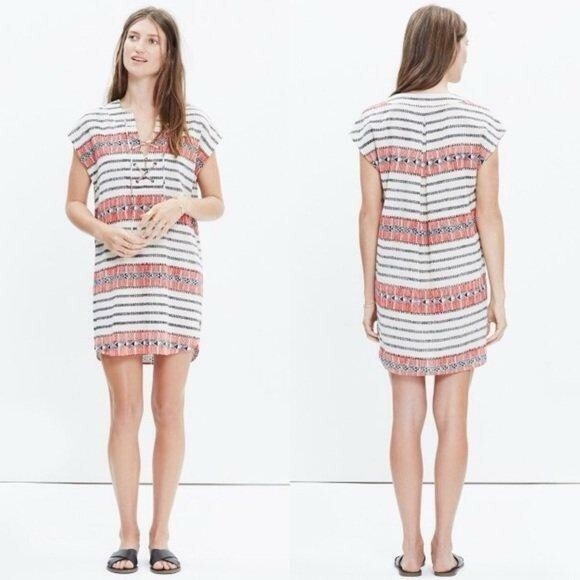 Madewell Other - Madewell Catarina Cover Up Tunic Tribal Aztec Red Black Dress